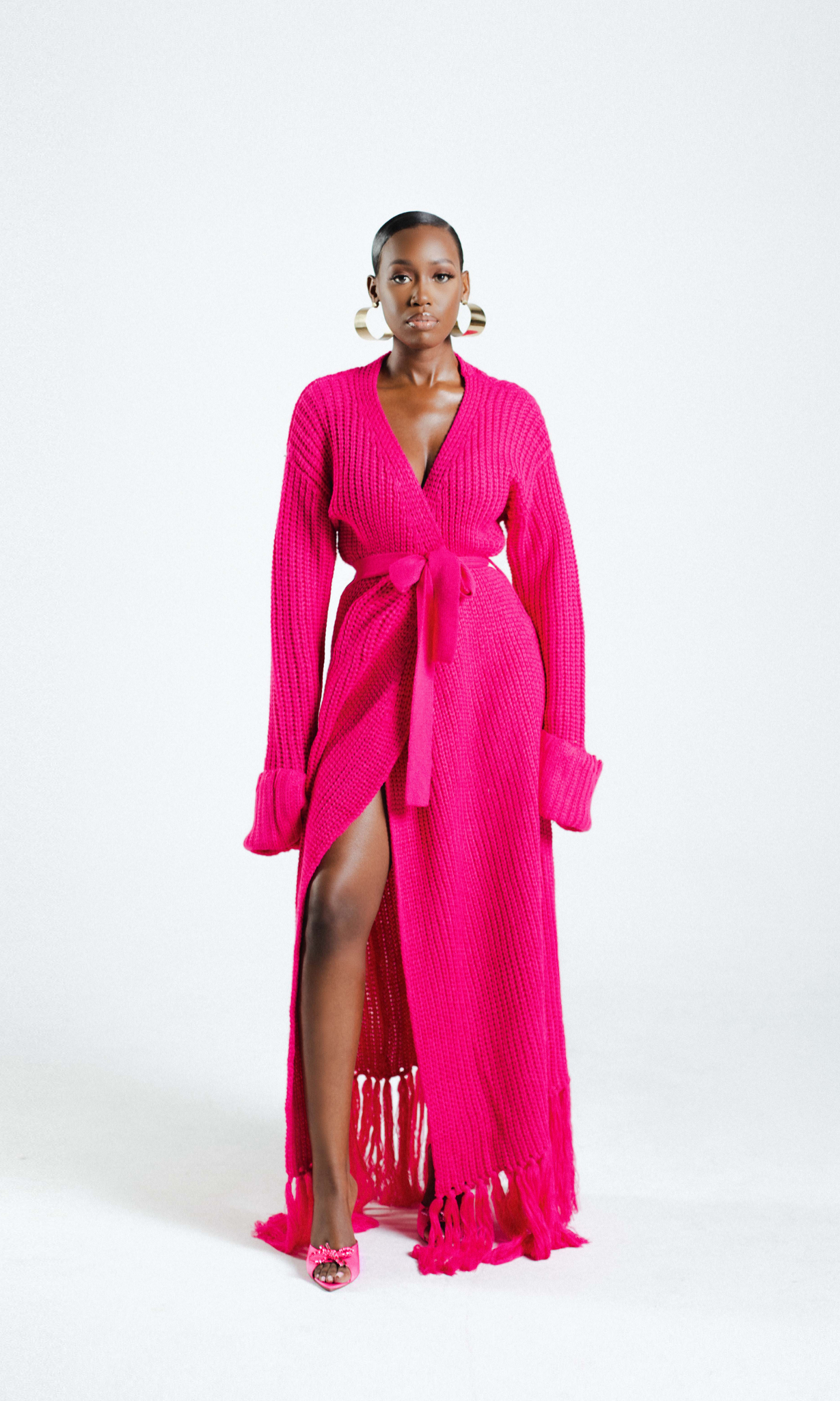 PINK MIYA KNIT CARDIGAN DRESS – Hanifa